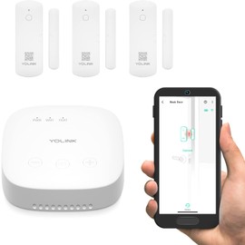YoLink LoRa Smart Door Sensor Starter Kit: SpeakerHub Audio Hub & (3) Door Sensors - Up to 1/4 Mile Open-Air Range, Door Left-Open Reminders, up to 5 Year Battery Life, Alexa, IFTTT, Home Assistant