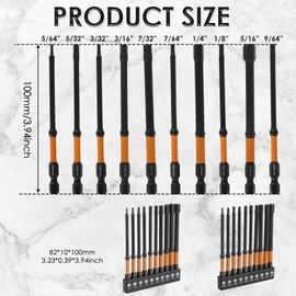 20 Pcs Impact Hex Head Allen Wrench Drill Bit Set, Metric and SAE S2 Alloy Steel Hex Bit Set with Magnetic Tips, 1/4inch Hex Shank Screw Driver Drill Bit (SAE + Metric)