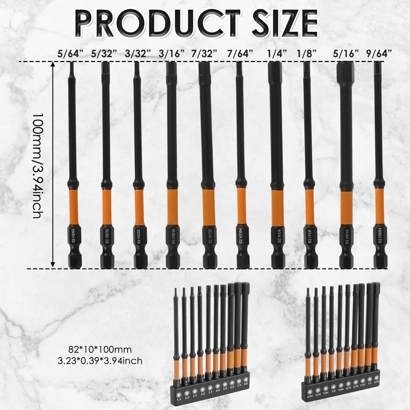 20 Pcs Impact Hex Head Allen Wrench Drill Bit Set,