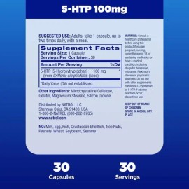 Natrol Cápsulas De Liberación Temporal De 5-htp 30 Capsulas Sin Sabor                                                                                 