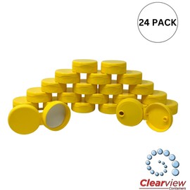 CLEARVIEW CONTAINERS Honey Bear Replacement Lids (38mm Yellow Flip Top Lid - 24 Pack)