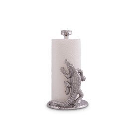 Arthur Court Designs Aluminum Alligator/Gator/Crocodile Paper Towel Holder Aluminum Metal Standing Tall on Countertop 12.5 inch Standing Tall