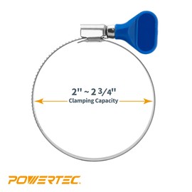POWERTEC 70262 Stainless Steel Hose Clamp - 2-1/2 Inch, Adjustable, 10 Pack for Dust Collector, Dryer Vent & Pipe