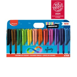Maped School'Peps Infinity Colouring Pencils - Usable - No Waste - No Sharpening - Very Long Life - Ergonomic Triangle Shape - Pack of 144 Pencils