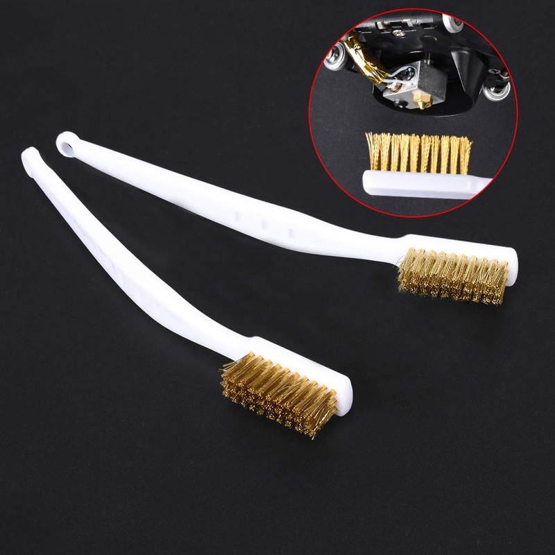 2 Pcs Brass Wire Brush Set with Curved Handle,Wire Metal