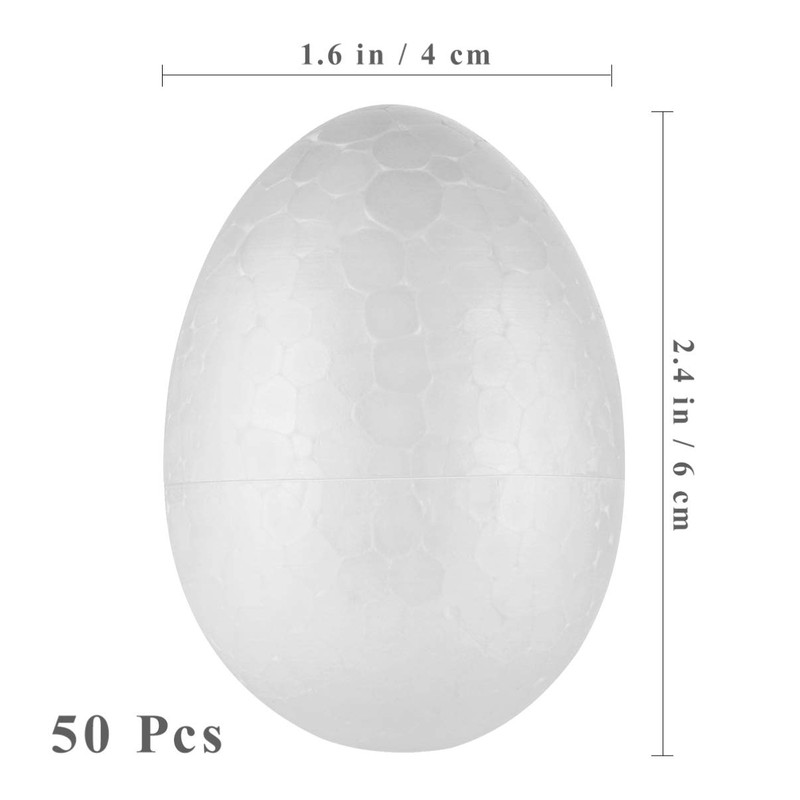 PRETYZOOM 50pcs Foam Eggs Easter Styrofoam Polystyrene Egg Shapes Easter
