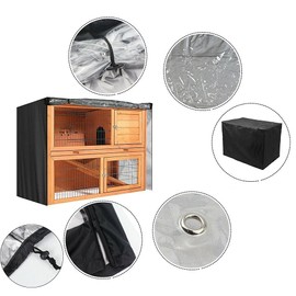 COOSOO Rabbit Hutch Cover Universal Double Hutch Cover for 48" Waterproof Dustproof 420D Oxford Fabric Hutch Cover for Rabbit,Guinea Pig,Hamster Kitten Pets House Accessories in Winter