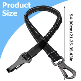 JAZOKA Dog Seat Belts for Cars,Updated 3-in-1 Adjustable Reflective Bungee Dog Car Harness Tether with Clip Hook Latch & Buckle(Black)