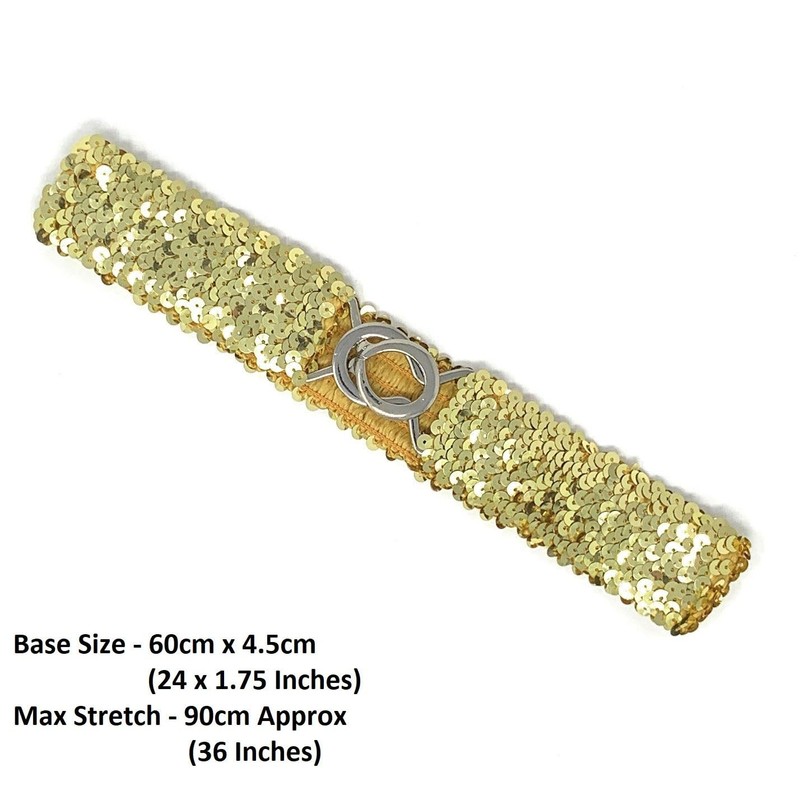 Cadoline Small Slim Sequin Belt Gold Belt Length/Width 62 x