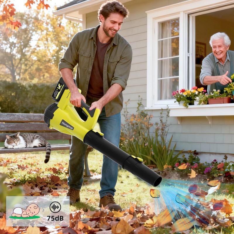 for Men Cordless Leaf Blower 21V: 500CFM 150MPH Electric Leaf