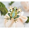 Gyn&Joy Gold Tone Green Emerald Colored Rhinestones Mini Frog Laple