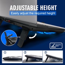 NAGAN Laptop Cooling Pad with 3 Fans, Ergonomic Cooling Pad for Laptop with Dual USB 2.0 Ports, USB Powered Metal Mesh Gaming Notebook Cooler, Fits 15-17.3 inch Laptops