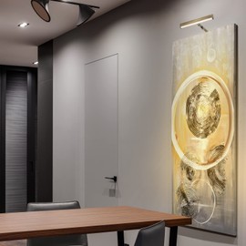 Ciata Picture Light, Picture Frame Light, Adjustable 7-Inches Integrated LED Art Light 15 Watt Metal Picture Lights for Wall, Artwork Light with in-line On/Off Switch E12 Candelabra Base Antique Brass