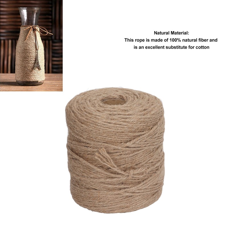 200m Natural Jute Twine 3mm Dia 4 Strand Safety Protective