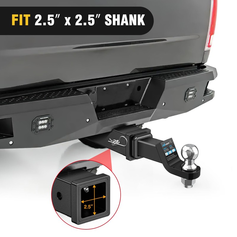 Nilight Hitch Adapter 2.5" x 10" Combo Bar Trailer Receiver