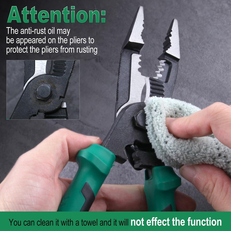 INJOYTEC Electrical Work Pliers, 6-in-1 Multi-functional Pliers for Electrical Work,