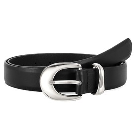 JASGOOD Women Leather Belt with Silver Buckle Fashion Women Belt Ladies Casual PU Leather Belt for Jeans Pants Dress