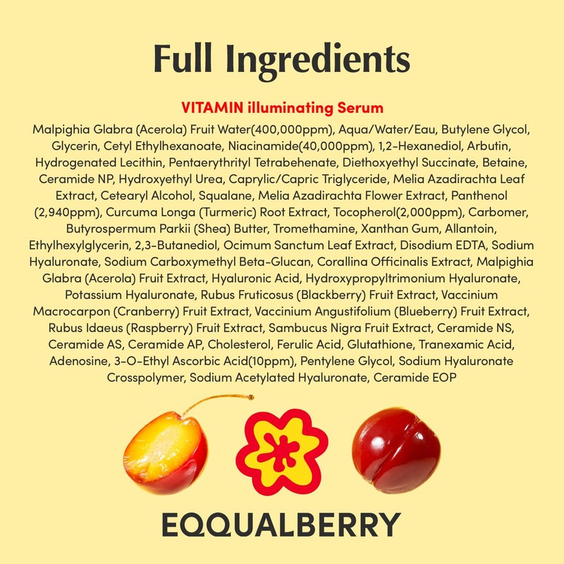 EQQUALBERRY Vitamin Illuminating Serum | Niacinamide 4% + Brightening Vitamin