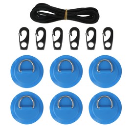 Yetaha 6 Pack Stainless Steel D Rings PVC Patch, 8.2ft Bungee Cord with Hooks Deck Rigging Kit for Inflatable Boat Kayak Dinghy SUP Deck Stand up Paddleboard Rafting Accessorie, Blue