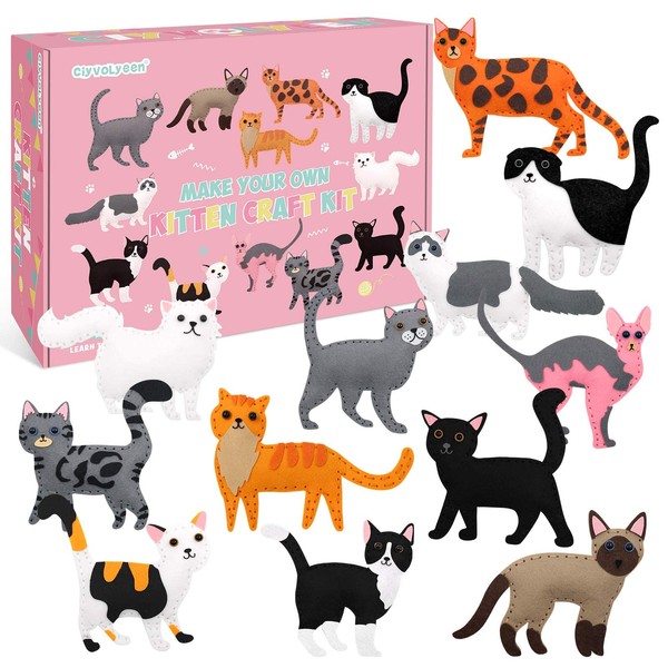 CiyvoLyeen Kitten Craft Kit Kids DIY Crafting and Sewing Set