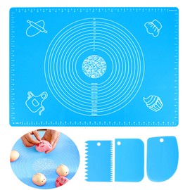 27.6x19.7in Silicone Baking Mat Sheet Pastry Mat with Measurement, Non-Slip Pastry Rolling Mat, Non-Stick Dough Kneading Board Mat, Bread Fondant Mat, Cooking Bakeware Mat Table Placemat(Scraper)