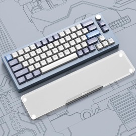 Acrylic Gaming Keyboard Wrist Rest,Clear Ergonomic Palm Rest with Anti-Slip Base,Customized Metal CNC Aluminum Alloy Logo for Compact 80% Computer Keyboard,Office,Home,Laptop,Mac,Easy Typing-Sliver