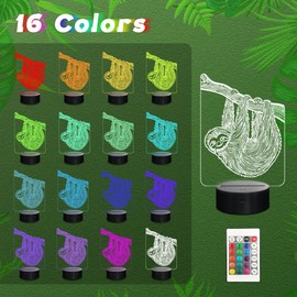 CoolGift Mart Sloth Night Light, 3D LED Optical Illusion Sloth Lamp with Remote Control and Timer, Christmas Birthday Gifts for Sloth Lovers, Children, Adults