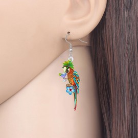 DALANE Acrylic Cute Hawaii Macaw Parrot Bird Earrings Dangle Drop Animals Jewelry for Women Girls Kids Charms Summer Gifts Party Favors (Red C)