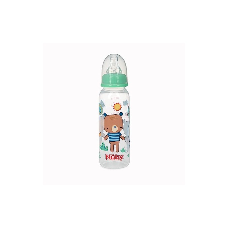 Nuby Printed Non-Drip Bottle, 8 Ounce, Colors May Vary