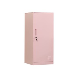DAYTOYS 1 Door Metal Vertical Storage Locker for Kids Bedroom, Children Room, School, Office, Home,Stackable Steel Storage Cabinet for Toys, Clothes & Sports Equipment,Anti-Falling Device. (1D, Pink)
