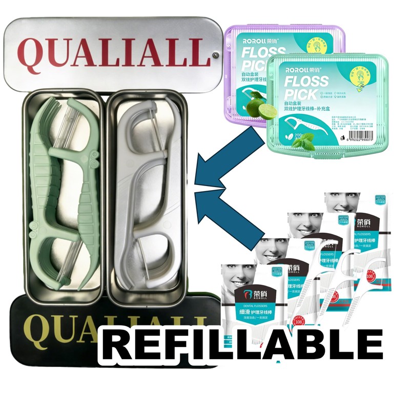 QUALIALL Travel Floss Picks Case, Mini Sealed Sliding Box, 10