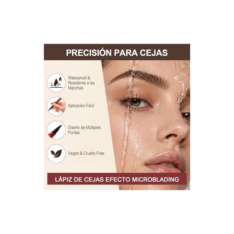 Erinde Lápiz de Cejas 4D Líquido con Efecto Microblading, 03#Black