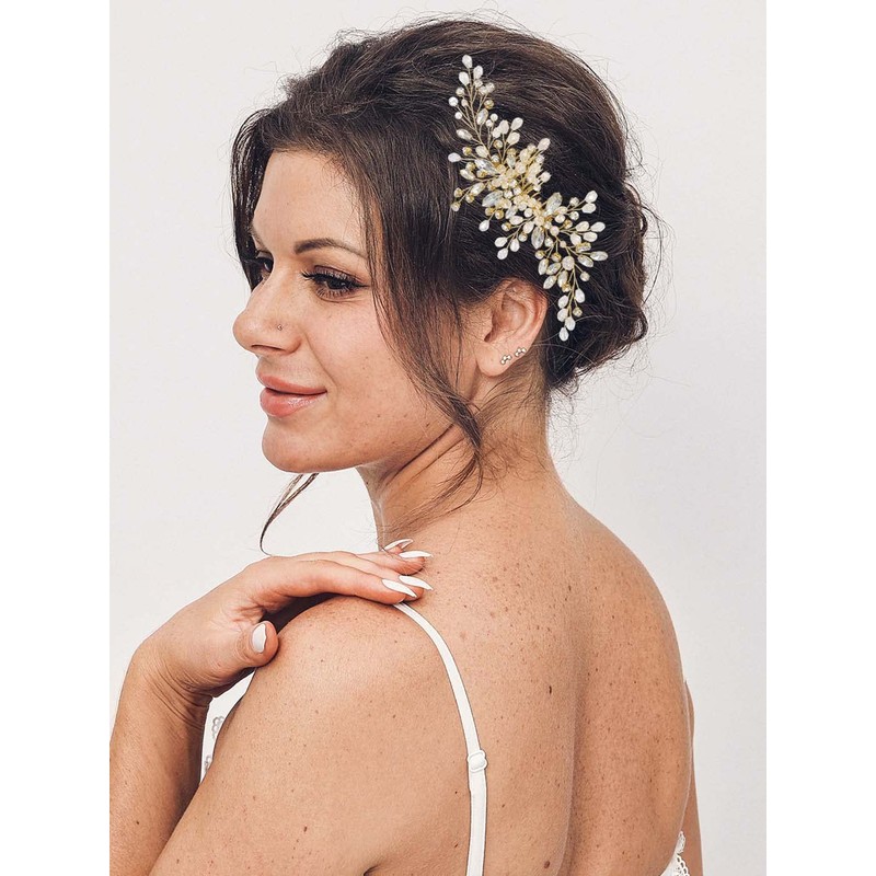 Unicra Peine de novia plateada para el pelo, accesorio para