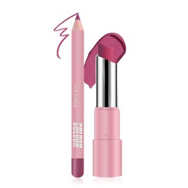 2-in-1 Dark Purple Matte Lip Liner & Lipstick Combo Set,Lips Kit with Lip Liner Lip Stains Long Lasting Waterproof Smudge Proof for Older Women 24 Hours Lipliners Pencil Lipstick Makeup Gift Kit