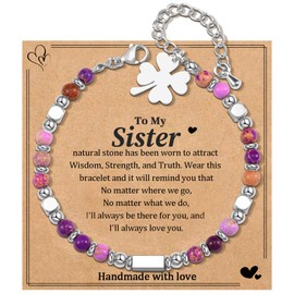 CheersLife Sister Bracelet Sister Gifts from Sister Birthday Gifts for Women Girls Presents for Sister Gifts for Sister from Brother Clover Bracelet Friendship Gift Christmas Valentine's Day