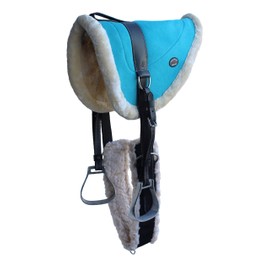 CHALLENGER Horse Western English Saddle Turquoise Suede Leather Bareback Pad 39139