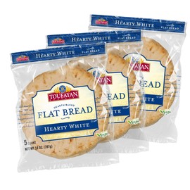 Toufayan Hearty White Flatbread – Soft, Versatile Flatbread for Wraps, Sandwiches, Gyros & Pizzas | Freeze Upon Arrival | 3 Pack (15 Flatbreads Total)