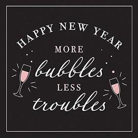 Design Design Happy New Year More Bubbles Less Troubles Cocktail Napkins, 9.8-inches(Length) Decorative Holiday Décor