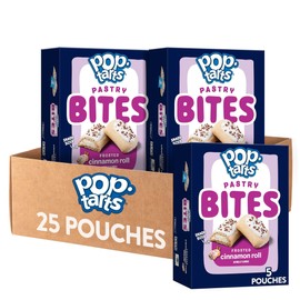 Pop-Tarts Baked Pastry Bites, Kids Snacks, School Lunch, Frosted Cinnamon Roll (5 Boxes, 25 Pouches)