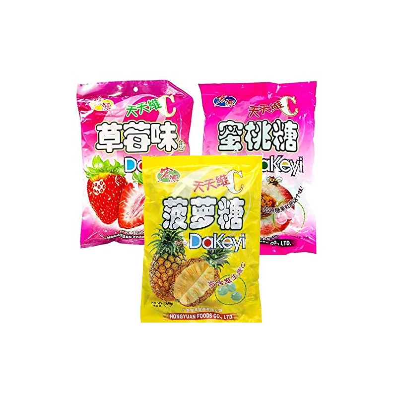 Hong Yuan Strawberry,Pineapple,Peach, Classic Hard Candy