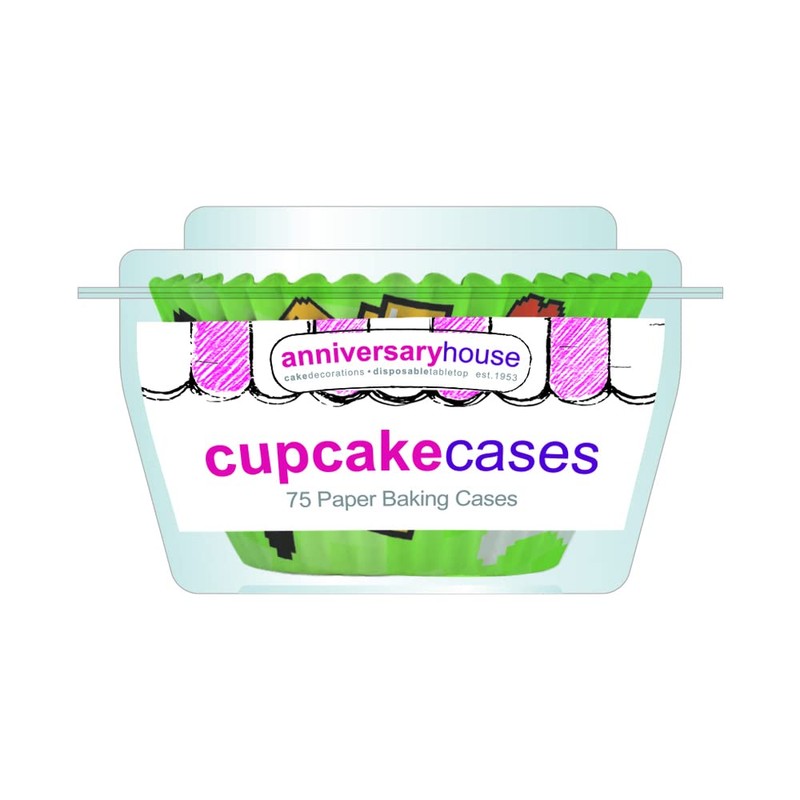 Anniversary House Pack of 75 Gaming Party Cupcake Baking Cases