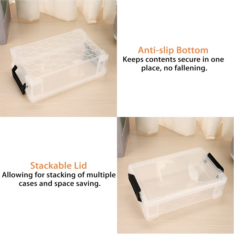 BTSKY Set of 4 Stackable Transparent Pen Boxes, Office Supplies