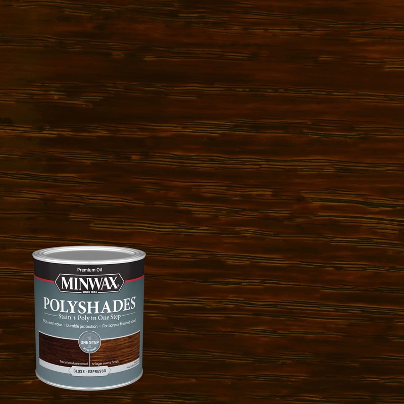 Minwax PolyShades Wood Stain + Polyurethane Finish – Quart, Espresso,