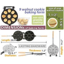 Walnut Cookie Mold Maker - Non-Stick Granite Oreshki Mold - Nut Cookies Maker