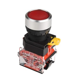 APIELE 22MM Momentary Push Button Switch 1NO 1NC Metal Head LA36A-11BN-R (Red)