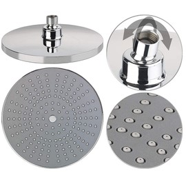BadeStern Built-in Shower Head: Chrome Rain Shower, Round Swivel Head, Limescale Protection Nozzles (Overhead Shower, Shower Head, Rain Shower, Bathroom)