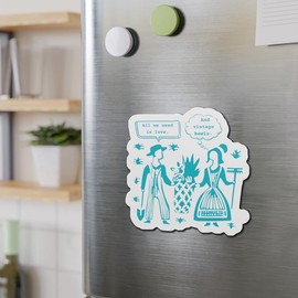 Love and Butterprint, Vintage Pyrex Inspired Amish Butterprint Design, Retro Bakeware Bowls Pattern, Funny, Cute, Kitchen Die-Cut Magnets - size: 3" x 3", shape: Die-Cut, quantity: 1 pc