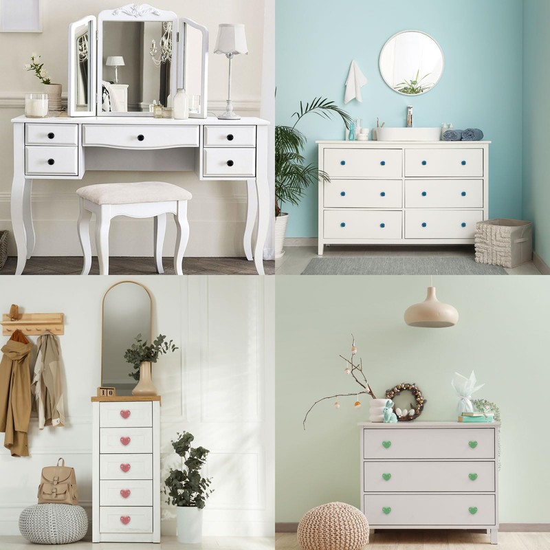sourcing map 2 Packs Ceramic Drawer Knobs, Round Dresser Pulls,