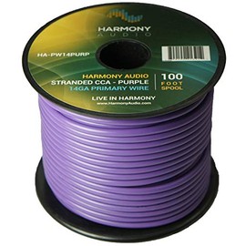 Harmony Audio HA-PW14PURP Primary Single Conductor 14 Gauge Purple Power or Ground Wire Roll 100 Feet Cable for Car Audio/Trailer/Model Train/Remote