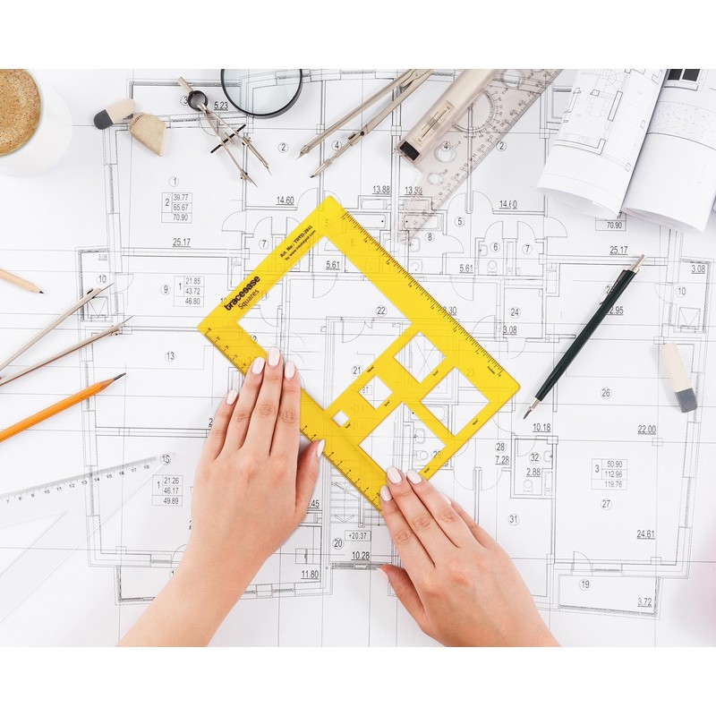 Traceease Trace Simple Trace Stable, Academic Geometric Square Drawing Template,
